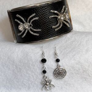 Spider web cuff and matching earrings